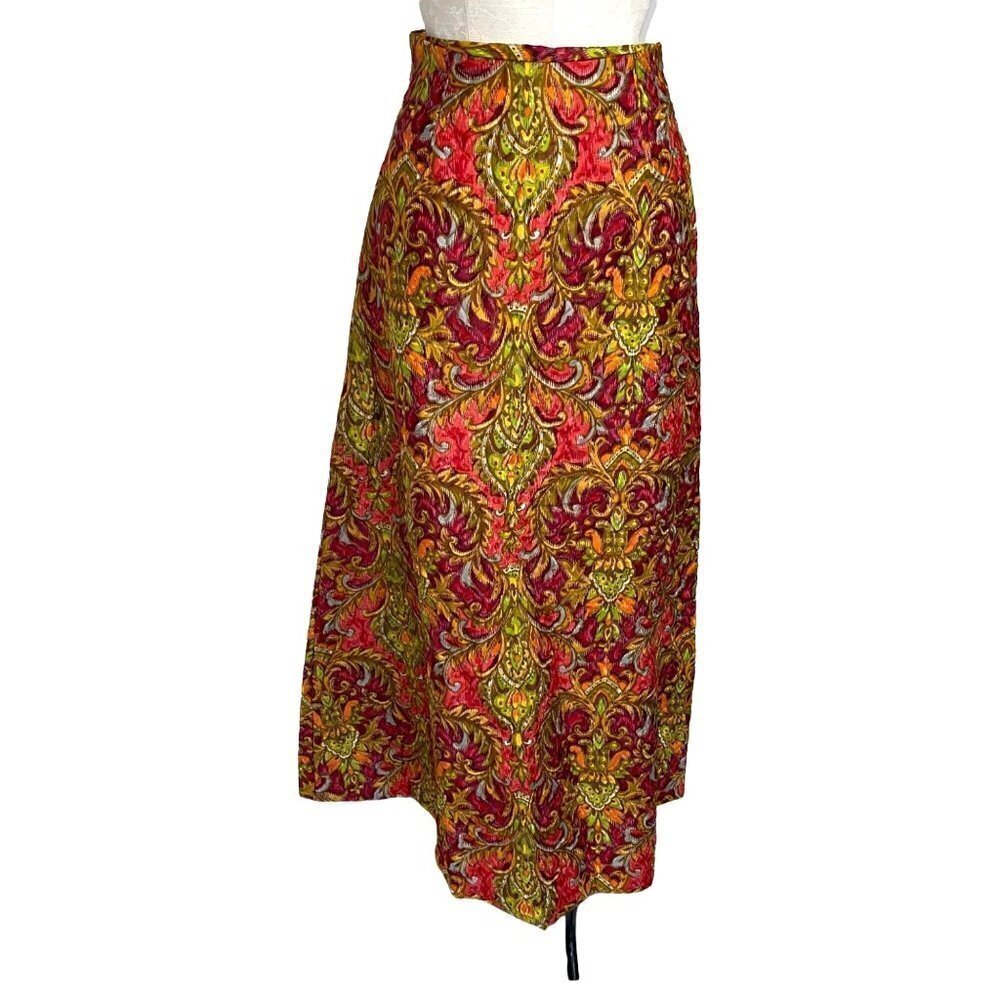 Beverly Vogue Womens Maxi Skirt Orange Size Medium M Vintage Quilted Made In USA